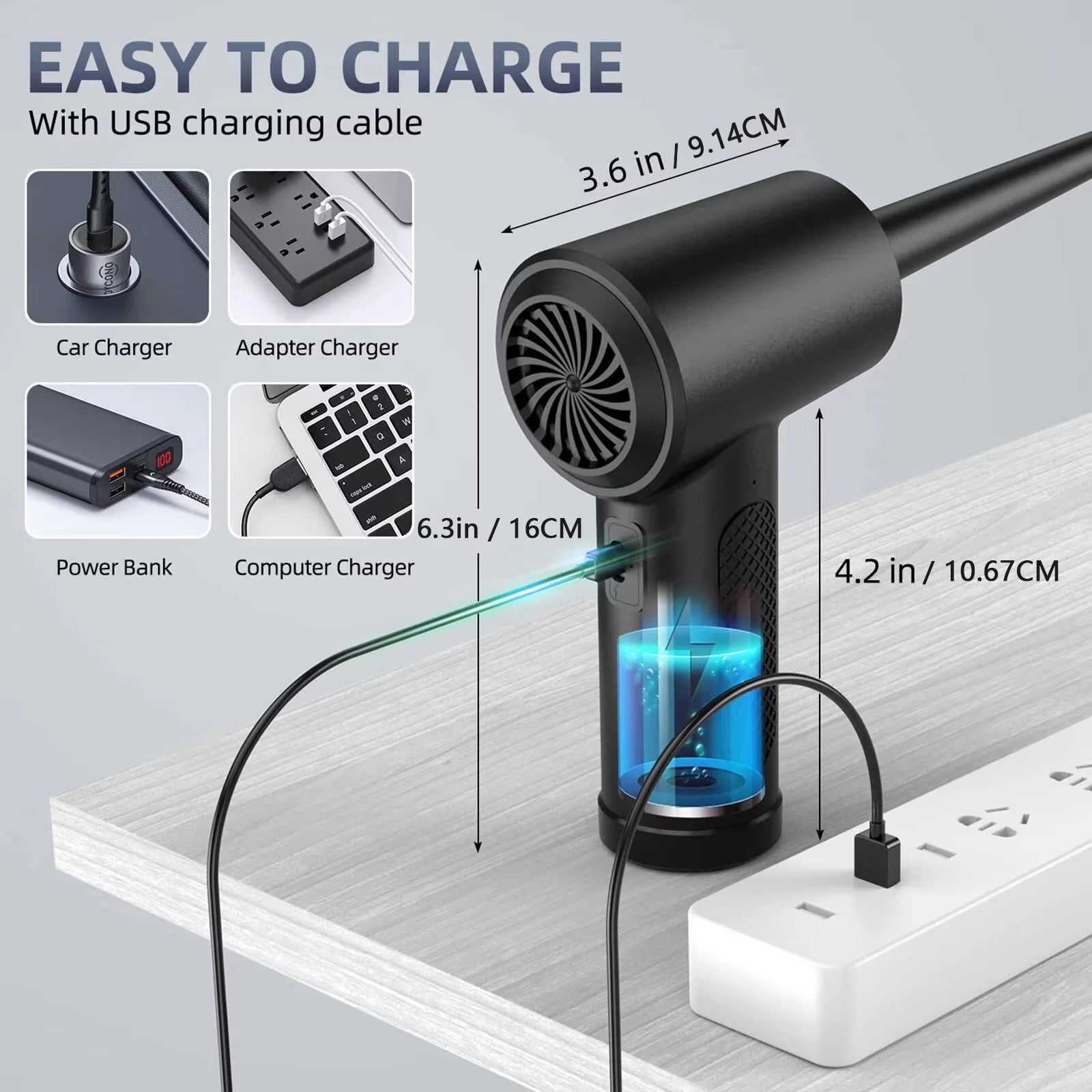 Compressed Air Duster Electric Rechargeable Cordless Air Blower Compressed Air for Cleaning Computer Keyboard Camera Car Home