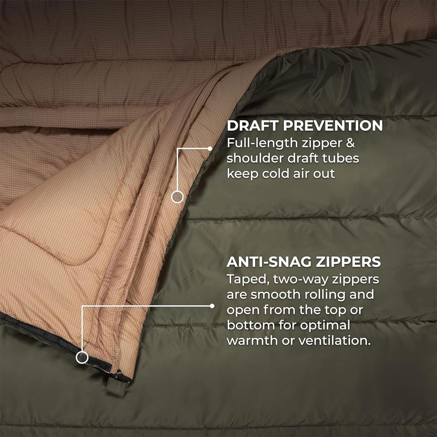 TETON Mammoth, 20 Degree and 0 Degree Sleeping Bags, Double Sleeping Bag, a Warm Bag the Whole Family Can Enjoy. Great Sleeping Bag for Camping, Hunting and Base Camp. Compression Sack Included