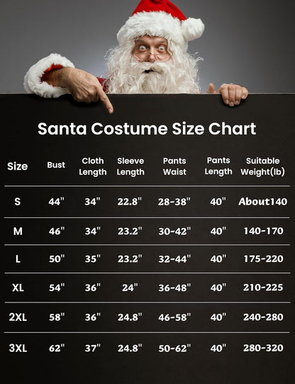 Men'S Deluxe Santa Suit 11Pc. Christmas Ultra Velvet Adult Santa Claus Costume