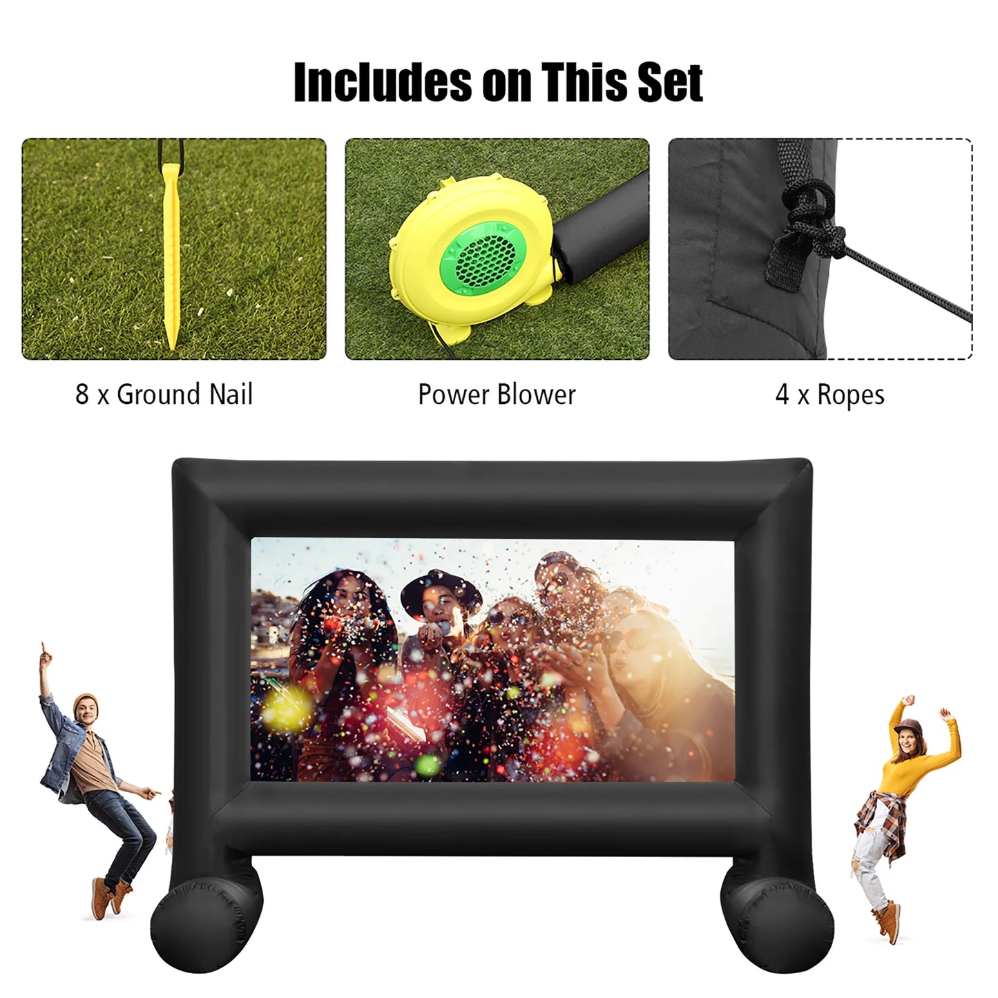 20FT Inflatable Projector Screen Projection Outdoor Home Theater W/ Blower