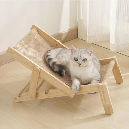 Cat Rocking Chair Cat Elevated Bed Adjustable Pet Lounger Hammock Chair Pet Sisal Bed Puppy Sleeping Nest House for Pet