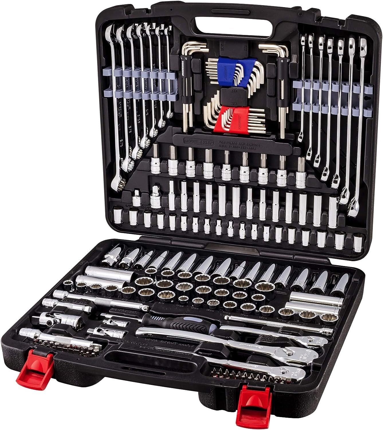 200 Piece 1/4-Inch, 3/8-Inch, and 1/2-Inch Drive Mechanics Tool Set - with SAE and Metric Socket Set,  XT 90 Tooth Seal-Head Ratchets, Including Case - 642472