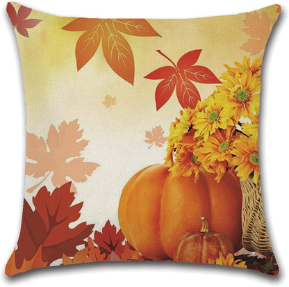 Fall Pillow Covers 18 X 18,  Thanksgiving Pillows Decorative Throw Pillows Cases Set of 4, Fall Cushion Pillowcase (Off White)