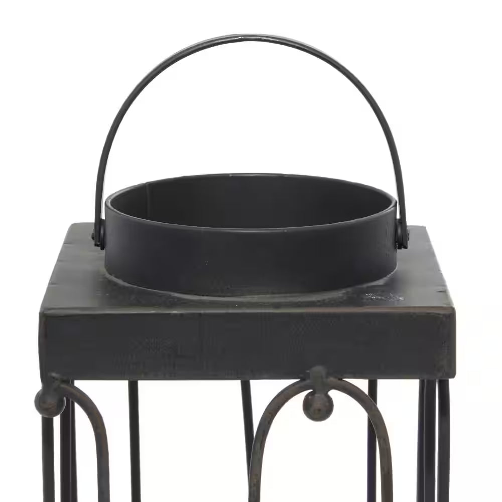 Black Metal Decorative Candle Lantern (Set of 2)