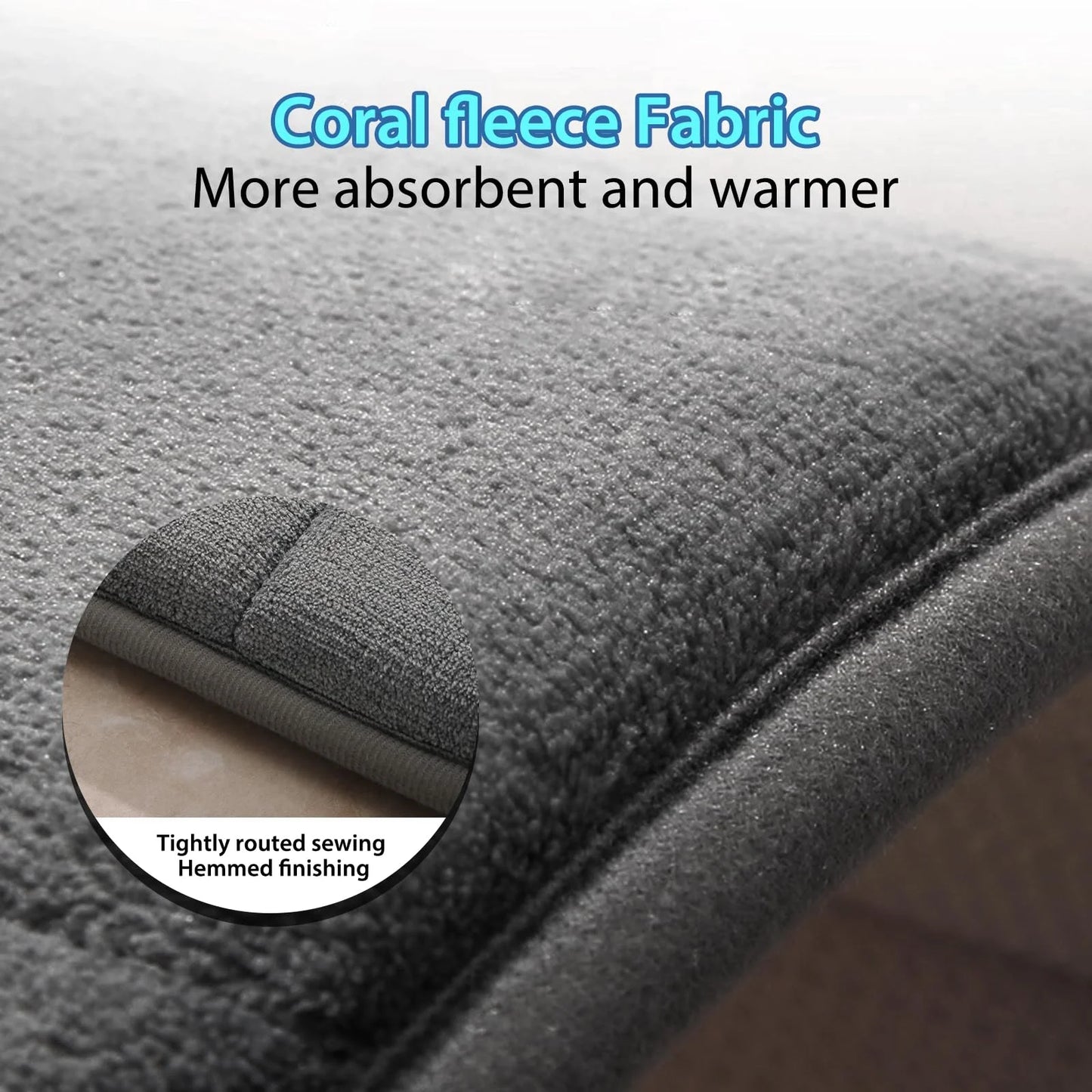 Bathroom Mat Set 3 Pcs Memory Foam Absorbent & Non-Slip Dark Gray 44.1 "X24"+ 31.5 "X19.8"