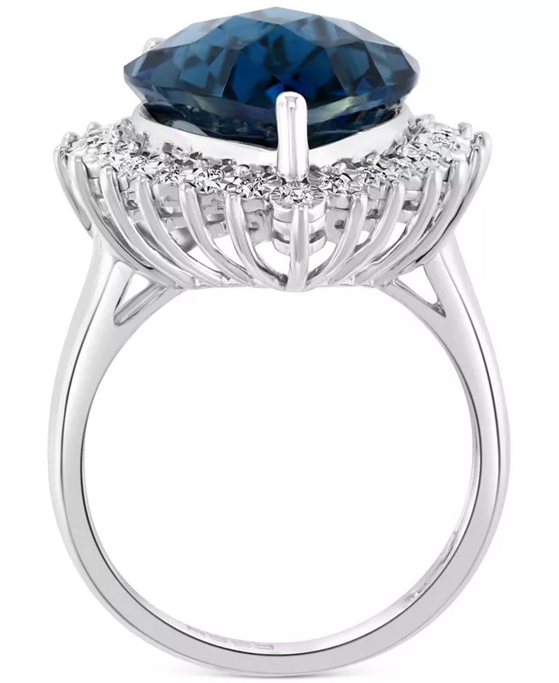 EFFYÂ® London Blue Topaz (12-3/4 Ct. T.W.) & Diamond (1/5 Ct. T.W.) Ring in 14K White Gold