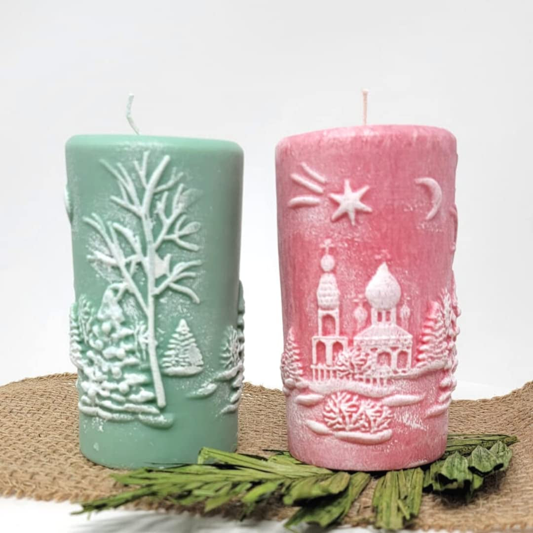 Christmas Scene Candle | Christmas Candle | Holiday Candle | Design Candle (Green)