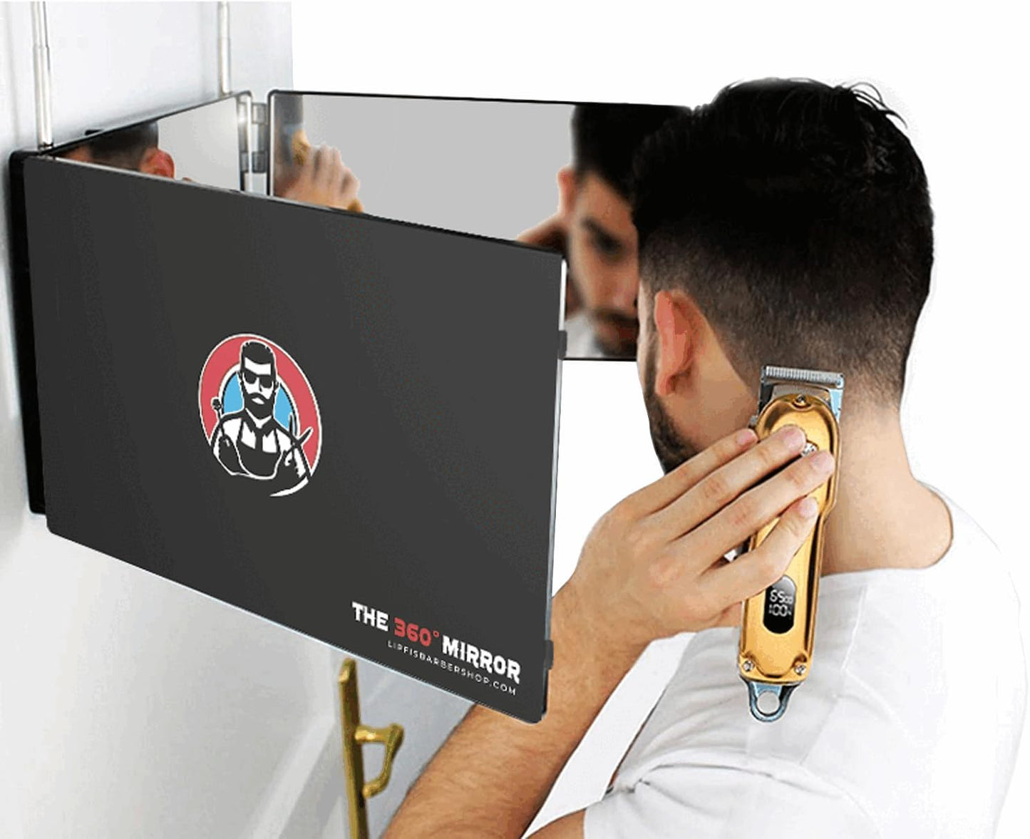 The 360 Mirror - 3 Way Mirror for Self Hair Cutting - Adjustable Trifold Barber Mirror to Cut Your Own Hair - Tri Fold Self Haircut System for Men and Women Braiding - Three Sided Mirror for Haircuts