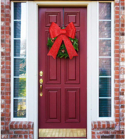 2 Pack 12 X 18 Inches Red Christmas Bows Christmas Wreaths Bows Xmas Plastic Bows for Christmas Tree, Garland and Outdoor Decoration