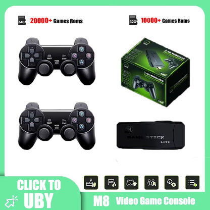 M8 Retro Video Games Console 2.4G Wireless Console Game Retro Game Stick 4K 10000 Games Portable Dendy Game Console for TV