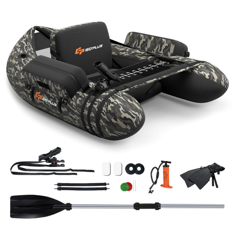 Inflatable Fishing Float with Adjustable Straps & Storage Pockets-Camouflage