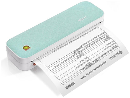 Wireless Printer, Portable Bluetooth Thermal Inkless Printer Compatible with Android and Ios Phone & Laptop, Green