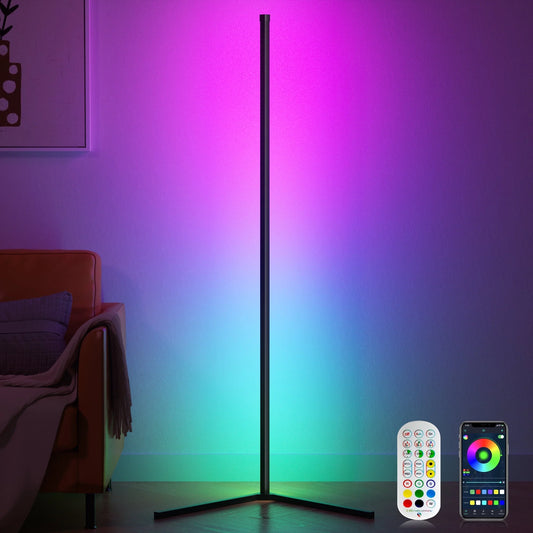 Led Corner Floor Lamp, Smart RGB Floor Lamp with App&Remote, 16 Million Colors Changing, Music Sync, Modern Corner Led Light for Bedroom Living Room and Gaming Room, Timing&Schedule