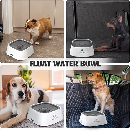 Dog Bowl No Spill, Pet Water Bowl No Drip Slow Water Feeder Cat Bowl, Pet Water Dispenser 70Oz/2L Large Capacity Travel Water Bowl for Dogs, Cats (Grey, A-35Oz)