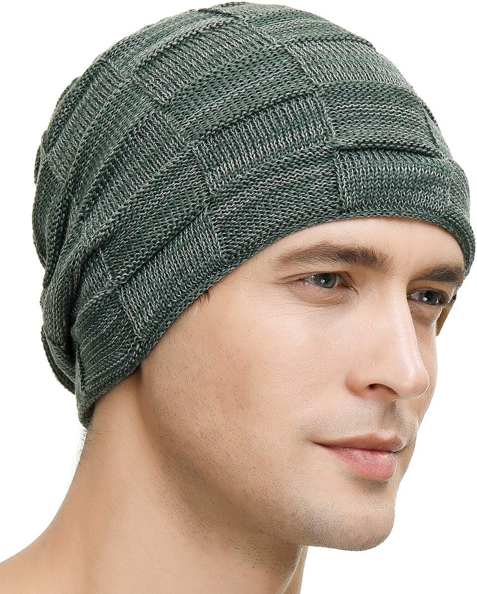 Slouchy Beanie for Men Winter Hats for Guys Cool Beanies Mens Lined Knit Warm Thick Skully Stocking Binie Hat