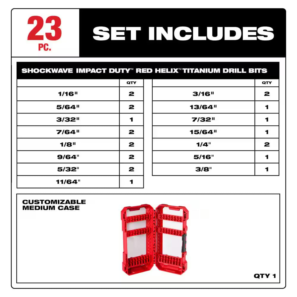 M12 12V Lithium-Ion Cordless 1/4 In. Hex Screwdriver Kit W/ Shockwaveimpact Duty Titanium Drill Bit Set (23-Piece)