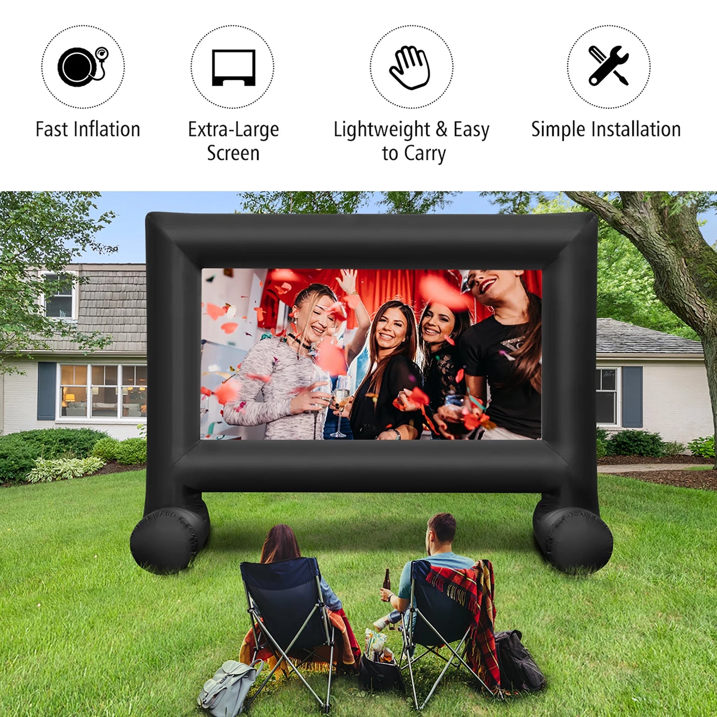 20FT Inflatable Projector Screen Projection Outdoor Home Theater W/ Blower