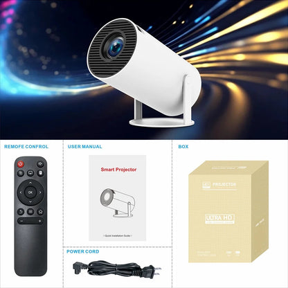 Mini Projector,Hy300 Pro Smart Projector,4K Projector with Wifi 6 and Bluetooth 5,Portable Projector with Android 11, Automatic Keystone Correction,180 Degree,130 Inch Display