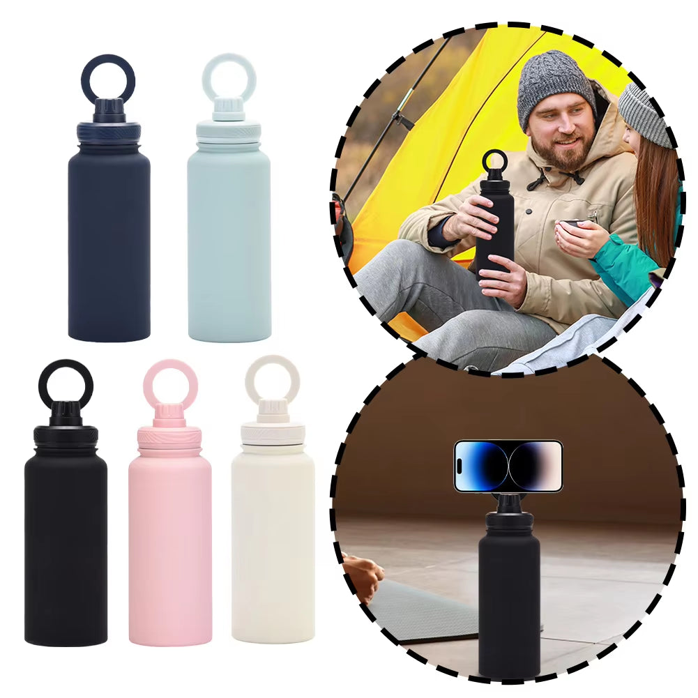 For Magsafe 1L/950ML Insulated Bottle Water Bottle with Rotating Phone Holder Thermal Water Cup Thermal Mug for Outdoor Sports