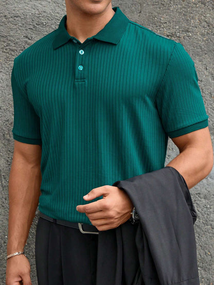 Manfinity Homme Men Ribbed Knit Polo Shirt