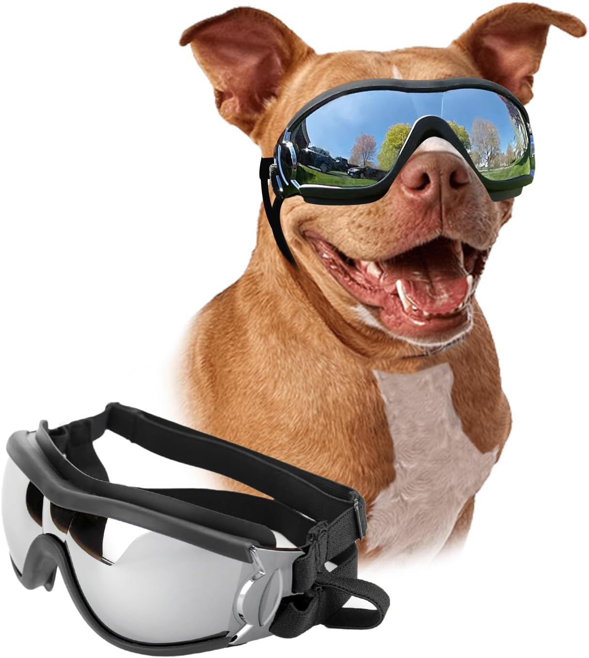 Dog Goggles Large Breed, Large Dog Sunglasses Eye Protection for Dogs Windproof Goggles for Medium Large Dog Riding Biking Driving, Black