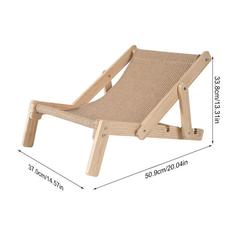 Cat Rocking Chair Cat Elevated Bed Adjustable Pet Lounger Hammock Chair Pet Sisal Bed Puppy Sleeping Nest House for Pet