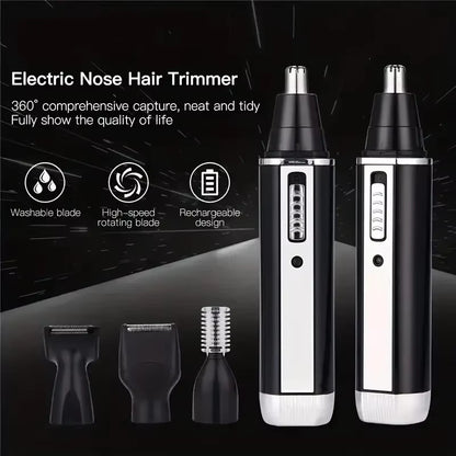 1Pc-Multi Functional Beauty Alecoy Four in One Electric Nose Hair Trimmer, Perfect Solution for Sideburns Shaving, MEN'S Care