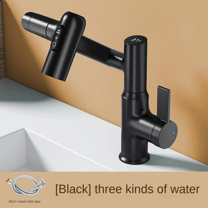 Digital Display LED Basin Faucet 360 Rotation Multi-Function Stream Sprayer Hot Cold Water Sink Mixer Wash Tap for Bathroom