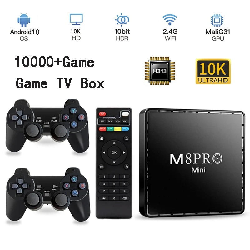 M8 Pro Mini Game Box 4K HD 64GB 10000+Games H313 Android 10 4G Wi Fi Smart TV Media Player Games Console Retro Game Console