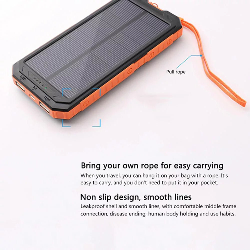 Waterproof 60000Mah Dual USB Portable Solar Battery Charger Solar Power Bank for Iphone, Mobile Cell Phone