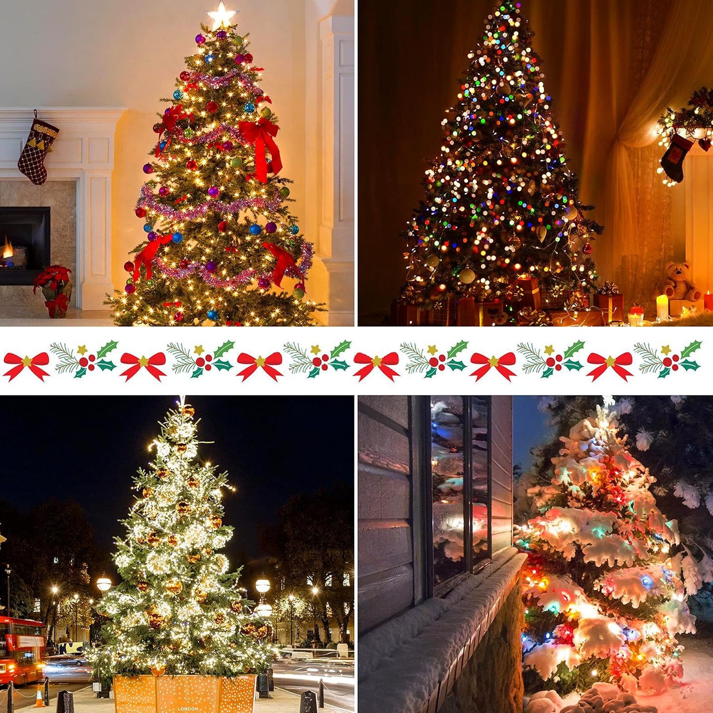 Christmas Tree Lights - Christmas Lights Indoor 400 LED 6.6FT X 16 Drop Christmas Outdoor Lights with 8 Models & Memory Function & Timer Warmwhite