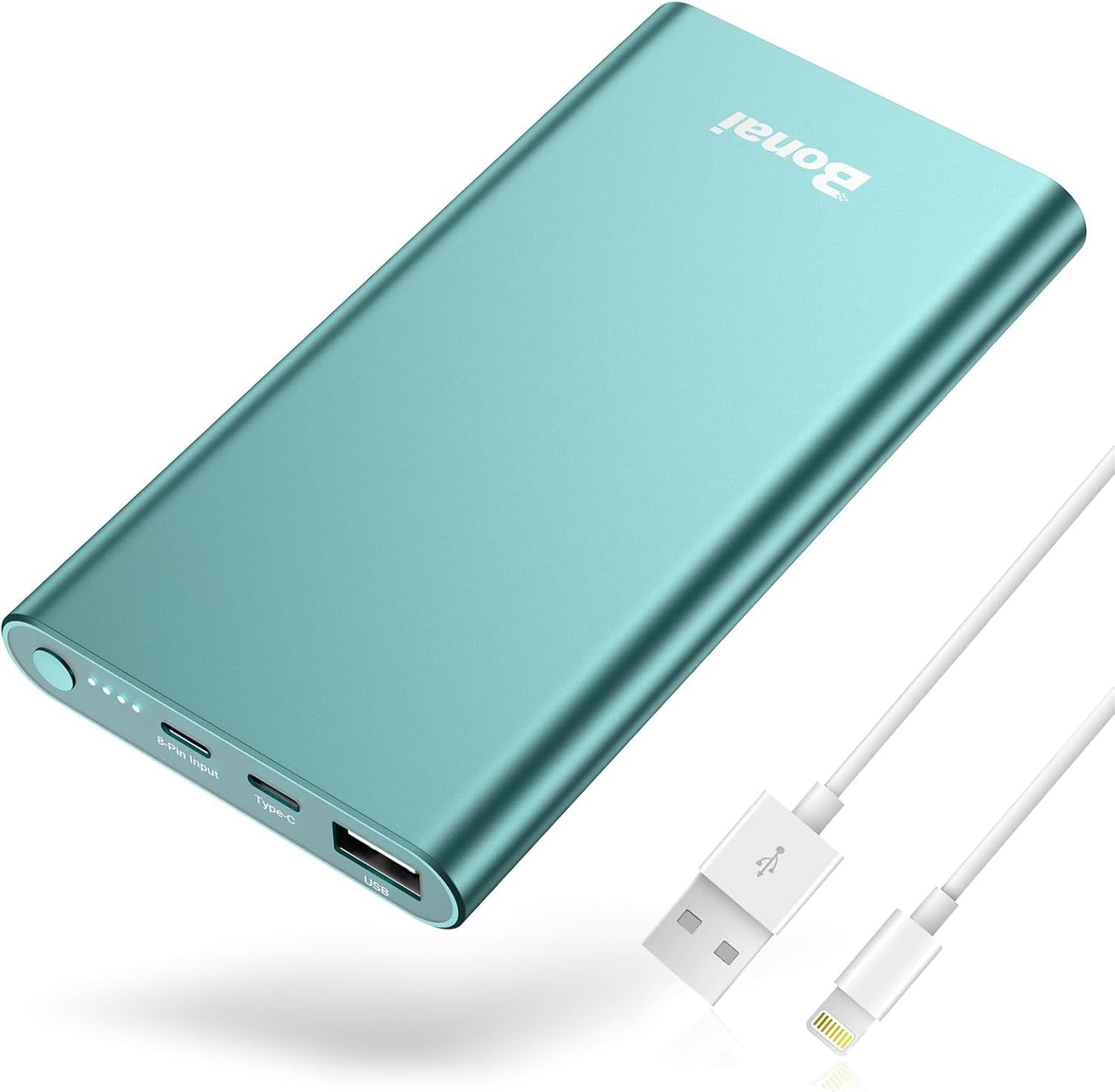 Portable Charger 12,000Mah 5V/3A Fast Charging Power Bank, Dural Input & Output Ports (USB-C in & Out) Portable Phone Charger for Iphone 15/14/13/12 Series Samsung Galxy Android Ipad Etc - Mint