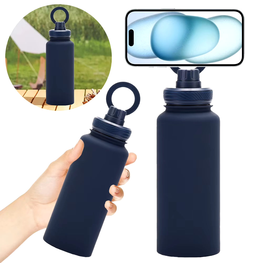 For Magsafe 1L/950ML Insulated Bottle Water Bottle with Rotating Phone Holder Thermal Water Cup Thermal Mug for Outdoor Sports