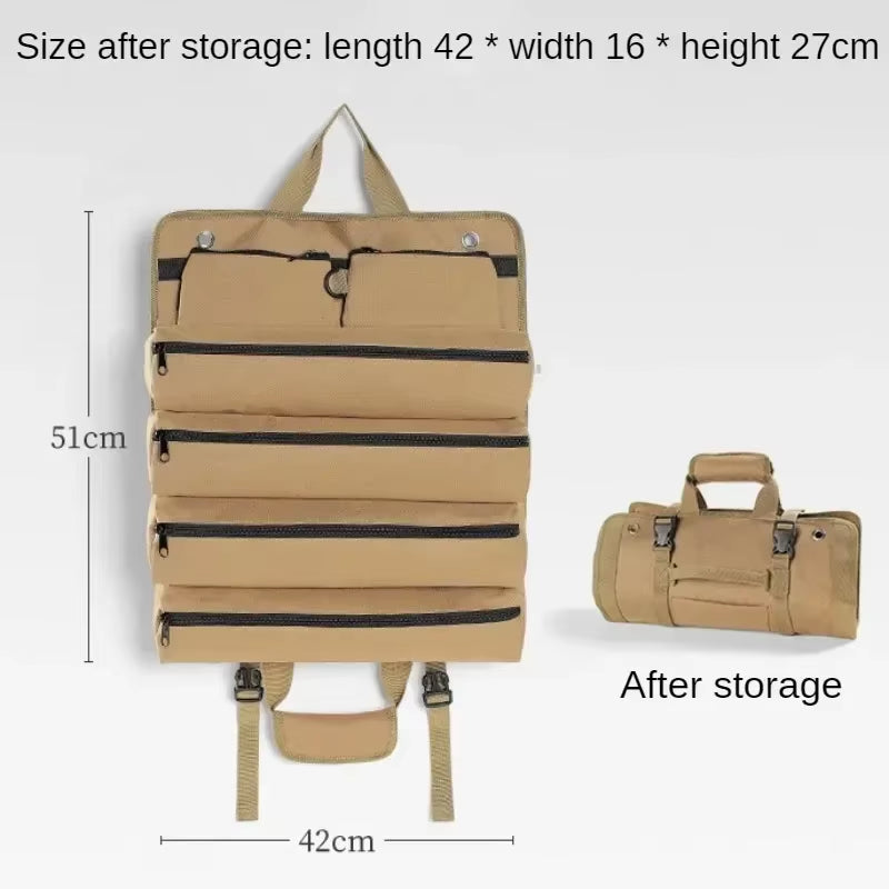 Camping Storage Bag Multifunctional Outdoor Roll up Tent Peg Carrier Pack Storage Bag Hiking Travel Collapsible Storage Pouches