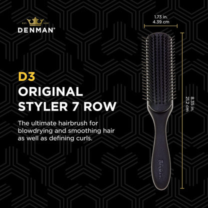 Jack Dean by  Curly Hair Brush D3 (All Black) 7 Row Styling Brush for Detangling, Separating, Shaping and Defining Curls - for Women and Men