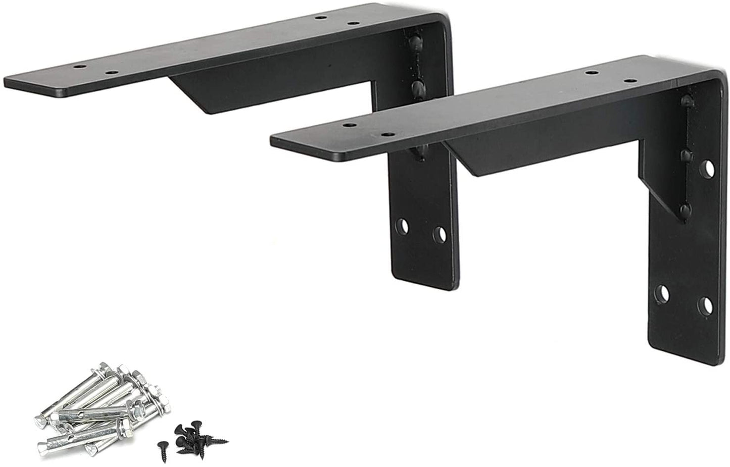 Countertop Support Brackets Heavy Duty, 12" X 6" Max Load 330 Lb 5 Mm Thick Iron Industrial Shelf Brackets Black Metal Farmhouse Wall Mounted Floating L Support for Hanging DIY Open Shelving