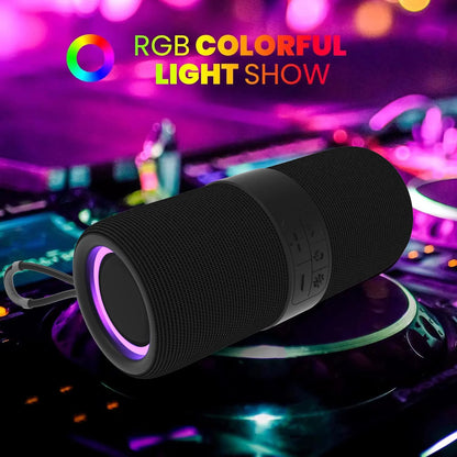 Portable Bluetooth Speaker with Mutil-Colorful 7LED Lights Patterns, XI67 Waterproof, BT5.3,TWS Pairing for Home/Party/Outdoor/Beach, Electronic Gadgets, Birthday Gift (Black)