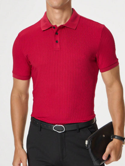 Manfinity Homme Men Ribbed Knit Polo Shirt