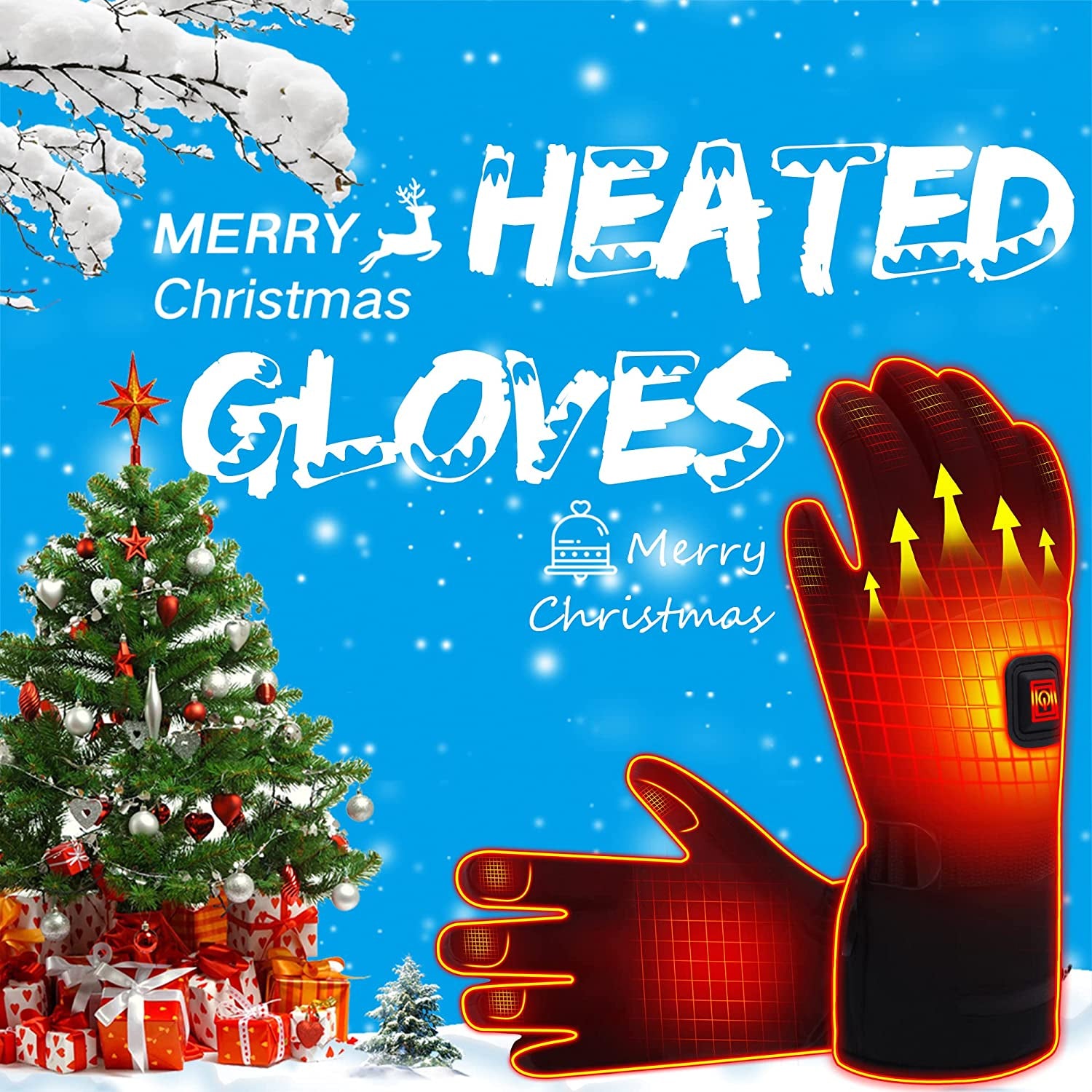 Heated Gloves Electric Rechargeable Battery Heated Gloves Waterproof Touchscreen Heated Gloves for Outdoor Sports Hiking Skiing Running Outdoor Work