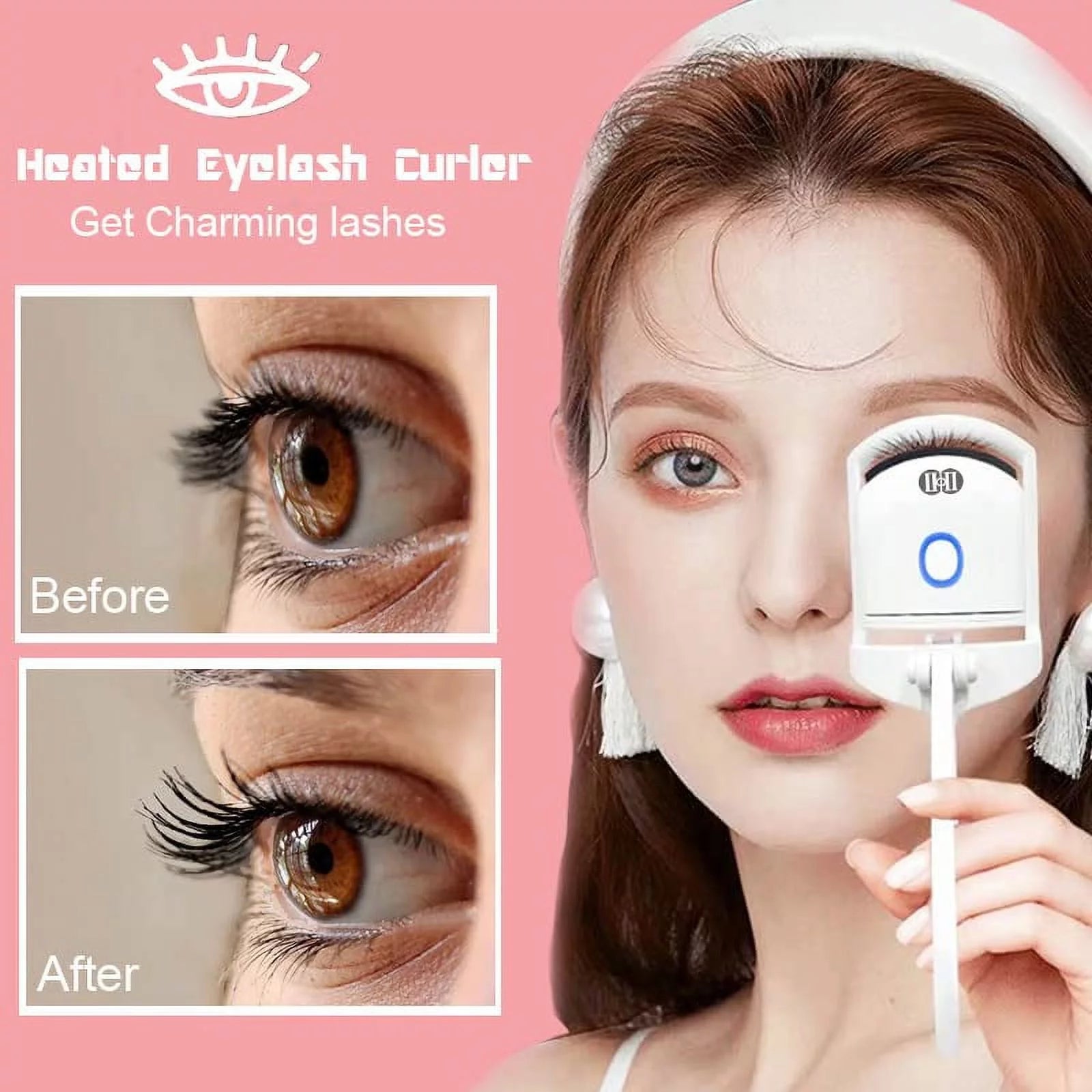 Heated Eyelash Curler – Rechargeable Electric Eyelash Curler – Long-Lasting Heated Lash Curler for Natural Lashes – Handheld Eyelash Heated Curler with Quick Pre-Heat