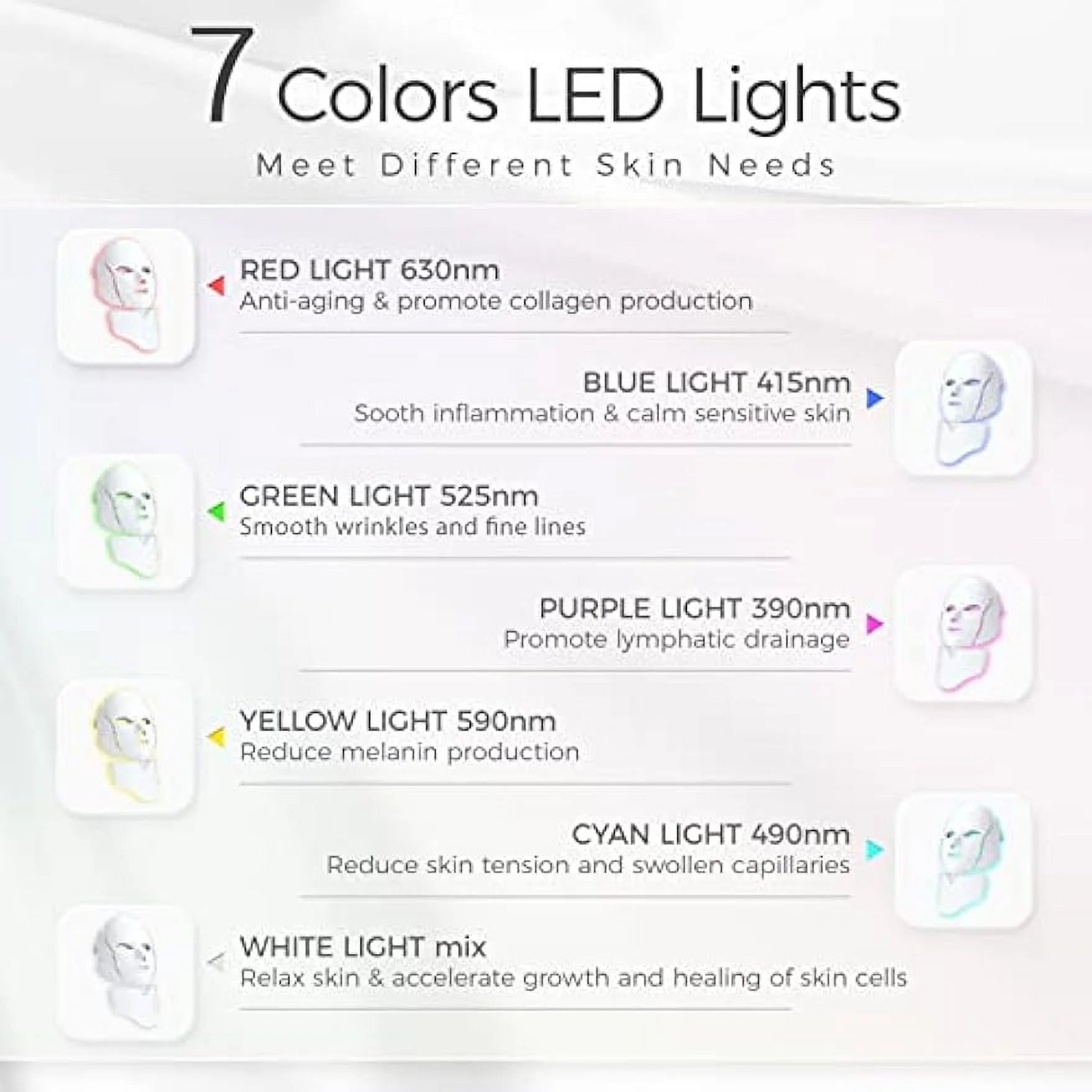 Led Face Mask Light Therapy 7 Color Led Light Therapy Facial Mask Blue Red Light Therapy for Face Acne Reduction Skin Care Mask