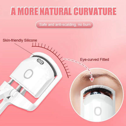 Heated Eyelash Curler – Rechargeable Electric Eyelash Curler – Long-Lasting Heated Lash Curler for Natural Lashes – Handheld Eyelash Heated Curler with Quick Pre-Heat