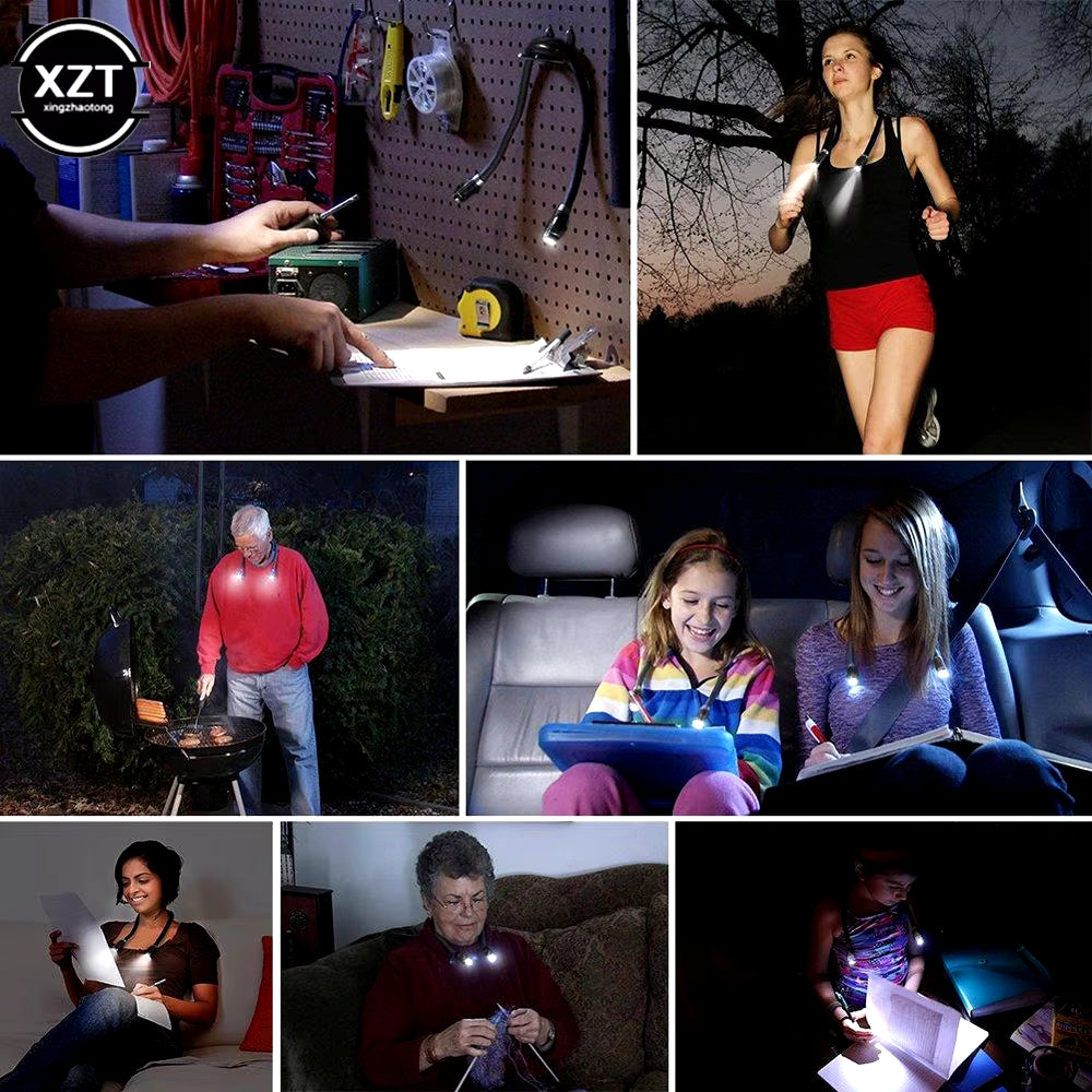 Flexible Neck Hug Book Light LED Neck Night Handsfree Led Neck Light Hug Reading Lamp Novelty Led Night Camping Light Flashlight