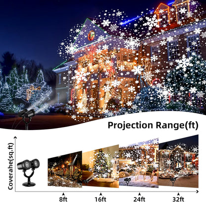 Outdoor Christmas Snowflake Projection Light, Waterproof Dual Head LED Light, Landscape Decoration, Lighting Projection Light