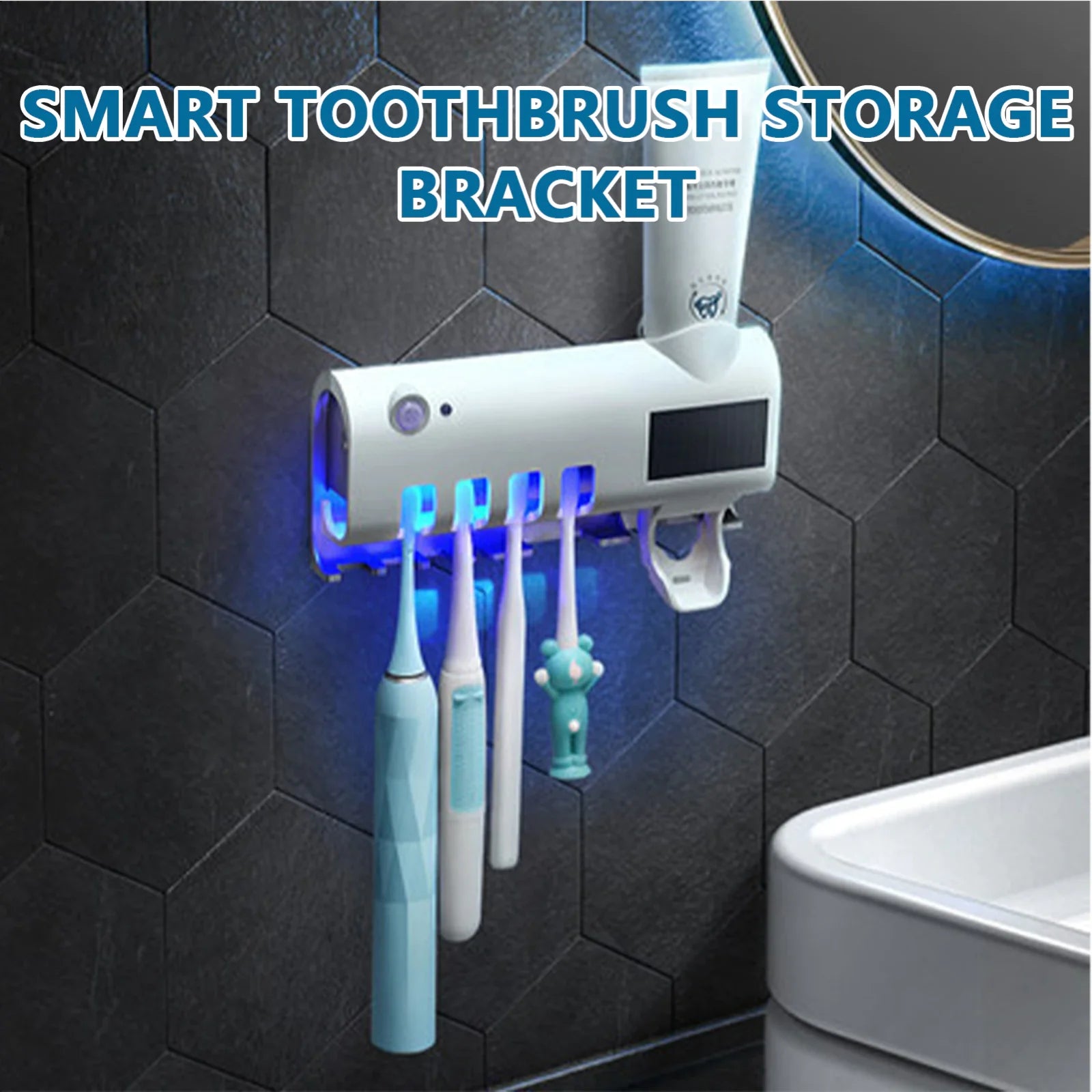 UV Light Sterilizer Toothbrush Holder Cleaner & Automatic Toothpaste Dispenser