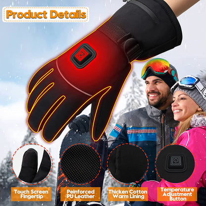 Electric Heated Gloves Rechargeable Battery Heated Thermal Gloves for Men Women,7.4V Touchscreen Waterproof Windproof Heated Gloves for Hiking Skiing,Outdoor Indoor Portable Battery Hand Warmer Gloves