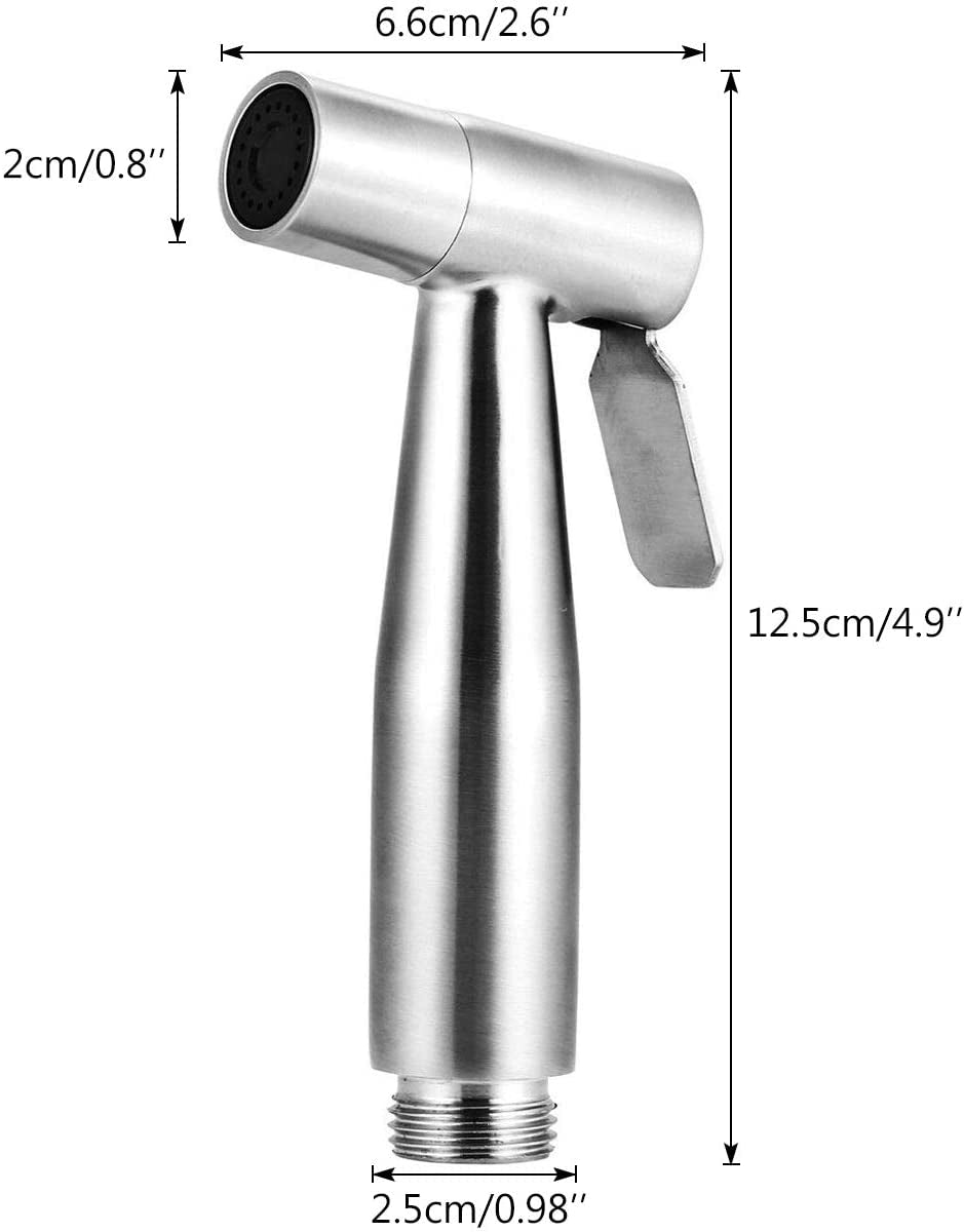 Handheld Bidet Sprayer for Toilet,  Baby Cloth Diaper Sprayer Bidet for Toilet Stainless Steel Brushed Nickel Bathroom Hand Held Shattaf Shower Wall&Toilet Mount (Bidet Sprayer Head Only)