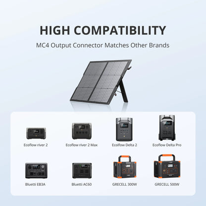 100W Portable Solar Panel for Power Station, 24V Foldable Solar Charger with Adjustable Kickstand & MC-4 Connector, Waterproof IP67 for Outdoor Camping RV off Grid System