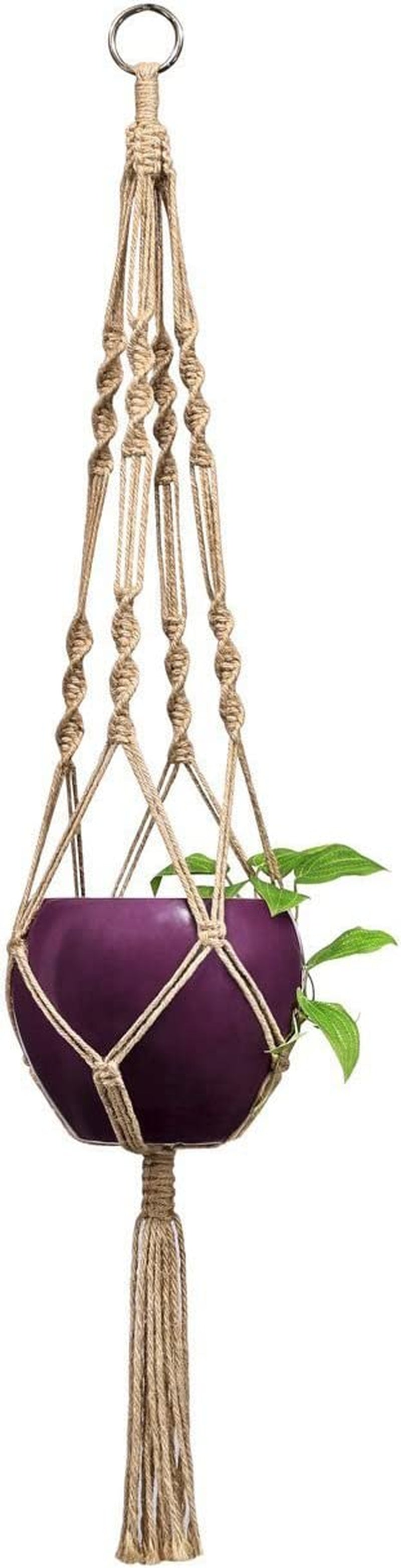 2 Pack Macrame Plant Hangers Indoor Hanging Planter Basket Decorative Flower Pot Holder Jute Rope for Indoor Outdoor Home Decor 4 Legs 40 Inch, Brown