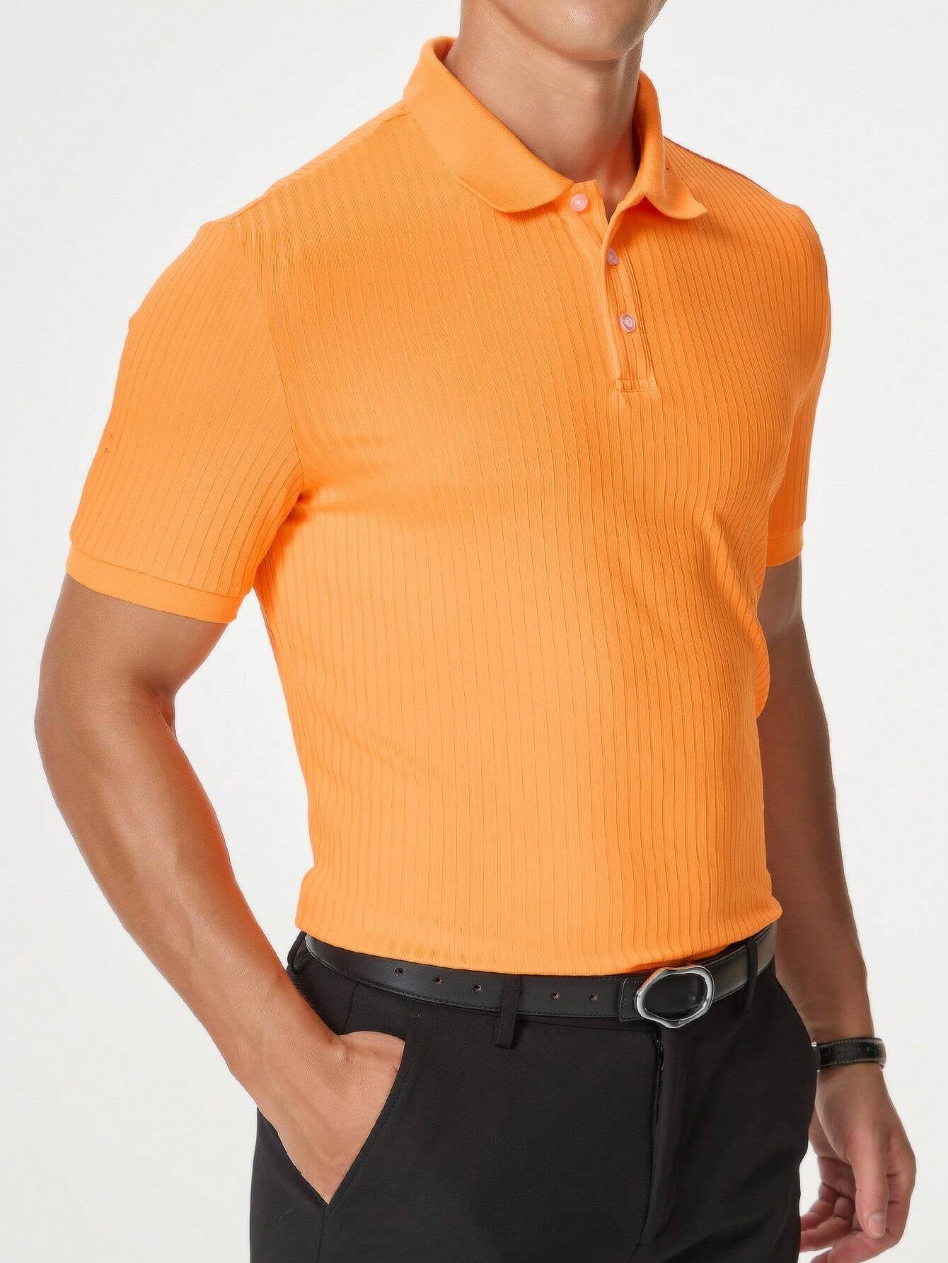 Manfinity Homme Men Ribbed Knit Polo Shirt